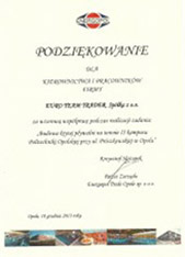 Wyróżnienie / certyfikat Euro Team Trader